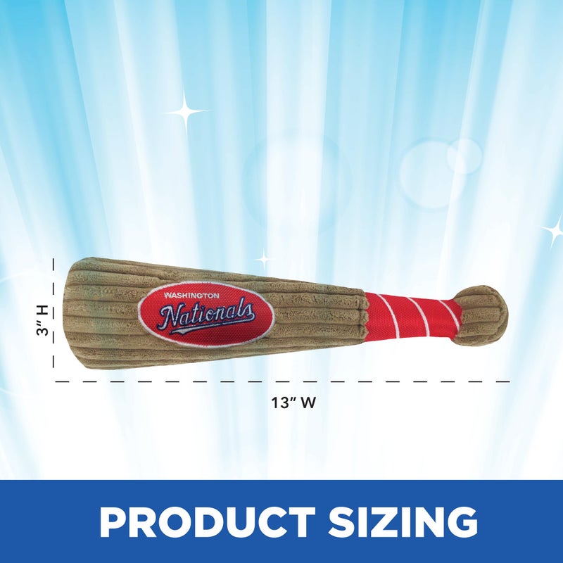 Pets First MLB Washington Nationals Baseball Bat Toy for DOGS & CATS. Soft Corduroy Plush Dog Toy with Inner SQUEAKER, MLB Chew Toys for Dogs or Cats. Durable Fun Interactive Dog Toy with Team Names and Logo - Image 3